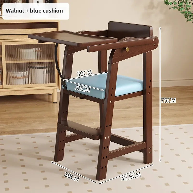 Adjustable Wooden High Chair for Babies & Toddlers - Extra Wide Seat with Footrest