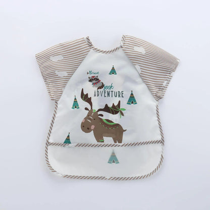 Long Sleeve Baby Bib with Pocket - Cartoon Waterproof Apron for 0-3 Years