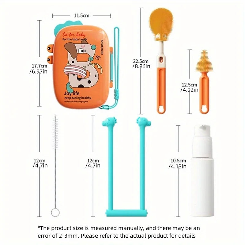 Portable Bottle Brush Set | Travel Cleaning Kit with Drain Rack