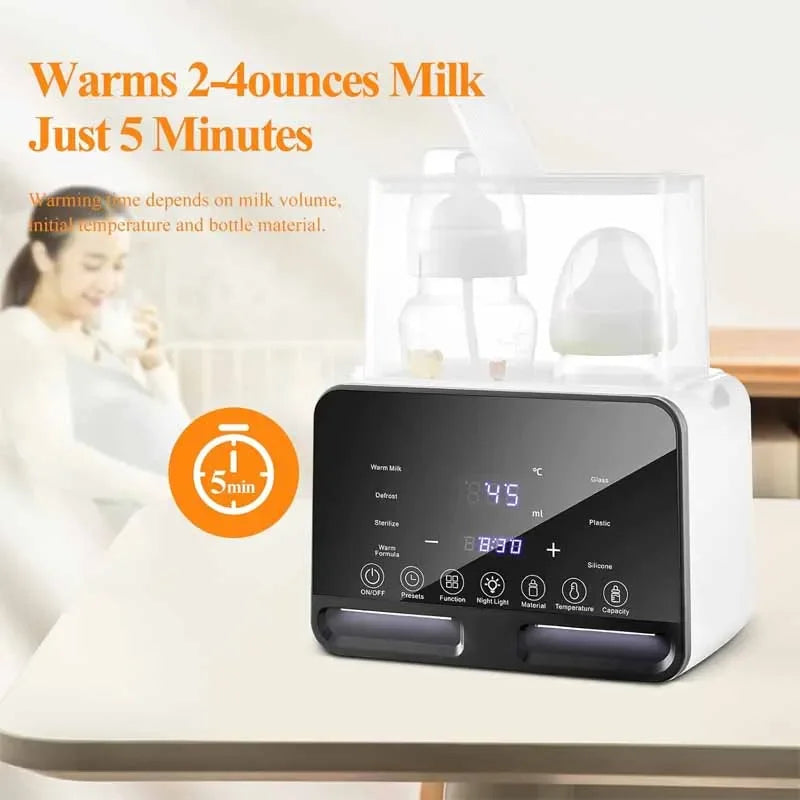 6-in-1 Baby Bottle Warmer & Digital Steam Steriliser – Accurate Temperature Control for Milk & Baby Food (UK Plug)