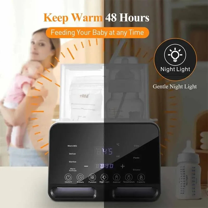 6-in-1 Baby Bottle Warmer & Digital Steam Steriliser – Accurate Temperature Control for Milk & Baby Food (UK Plug)