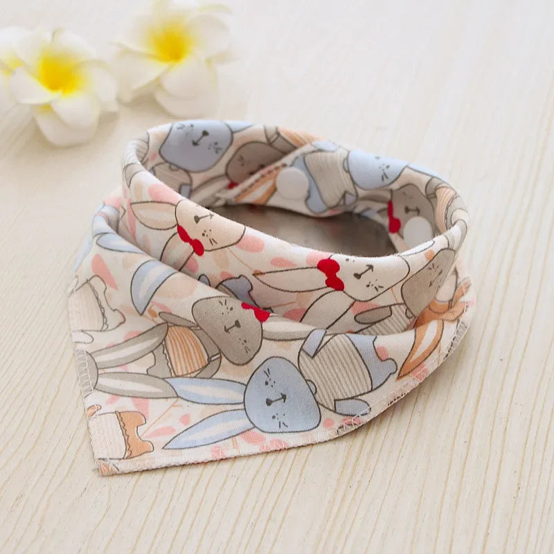 Cotton Triangle Bandana Bib - Cartoon Feeding Scarf for Boys & Girls