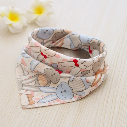 Cotton Triangle Bandana Bib - Cartoon Feeding Scarf for Boys & Girls