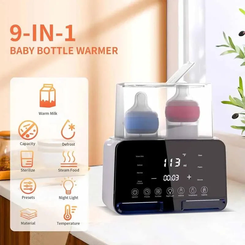 6-in-1 Baby Bottle Warmer & Digital Steam Steriliser – Accurate Temperature Control for Milk & Baby Food (UK Plug)