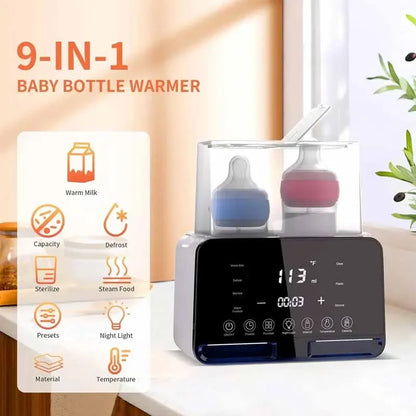 6-in-1 Baby Bottle Warmer & Digital Steam Steriliser – Accurate Temperature Control for Milk & Baby Food (UK Plug)
