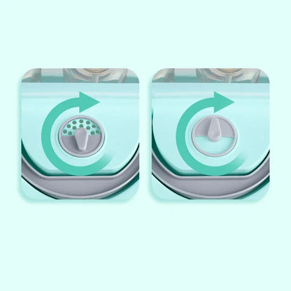 Two square devices with circular designs on a light blue background