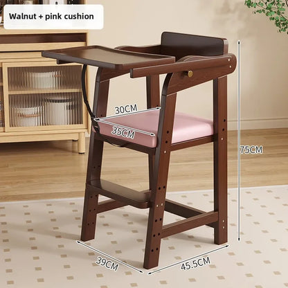 Adjustable Wooden High Chair for Babies & Toddlers - Extra Wide Seat with Footrest