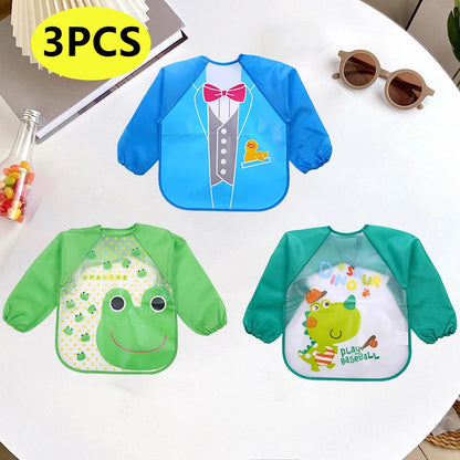 Long Sleeve Baby Smock Bib - Waterproof Art & Feeding Apron for 0-3 Years