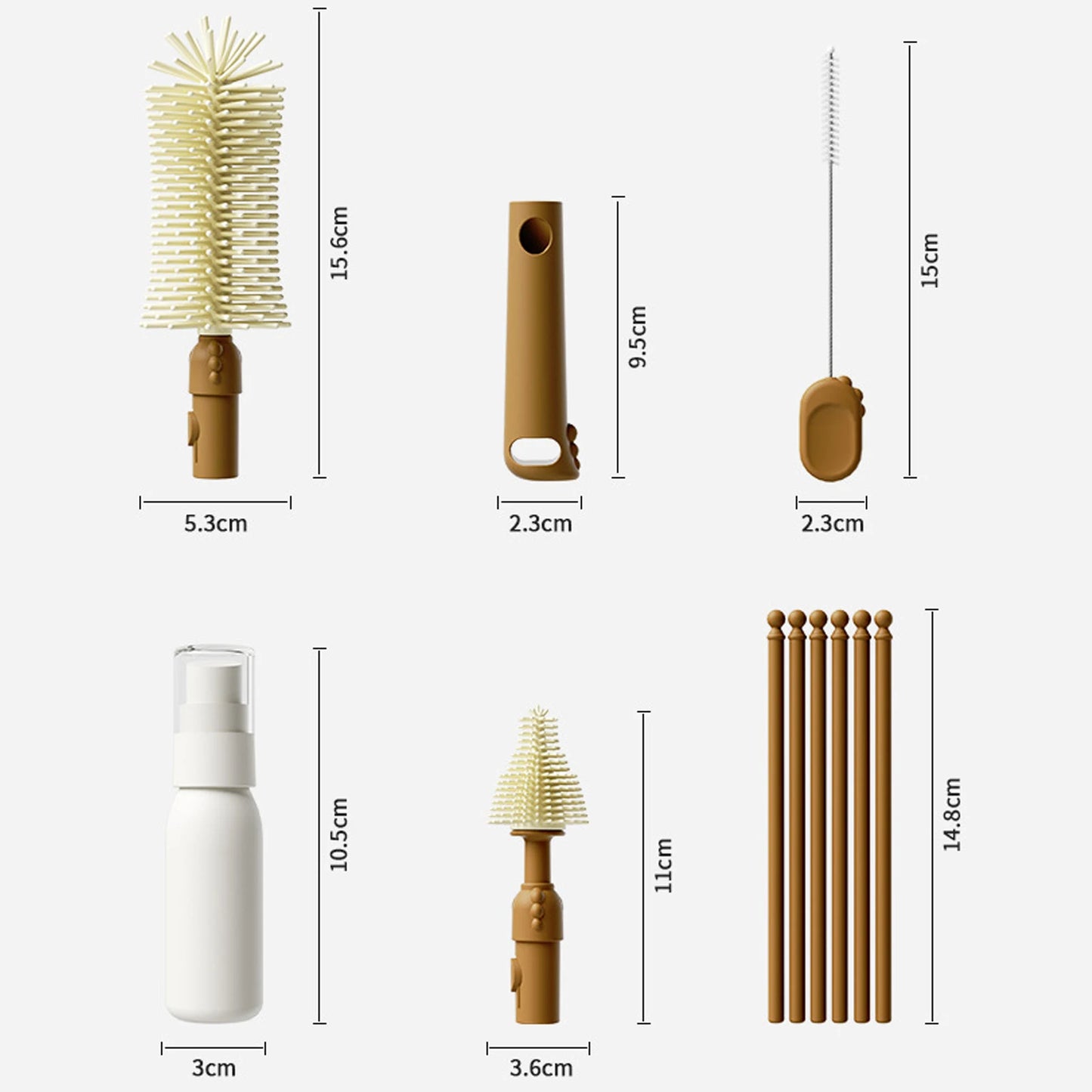 Baby Bottle Cleaning Brush Set | Silicone Travel Case & Drying Rod