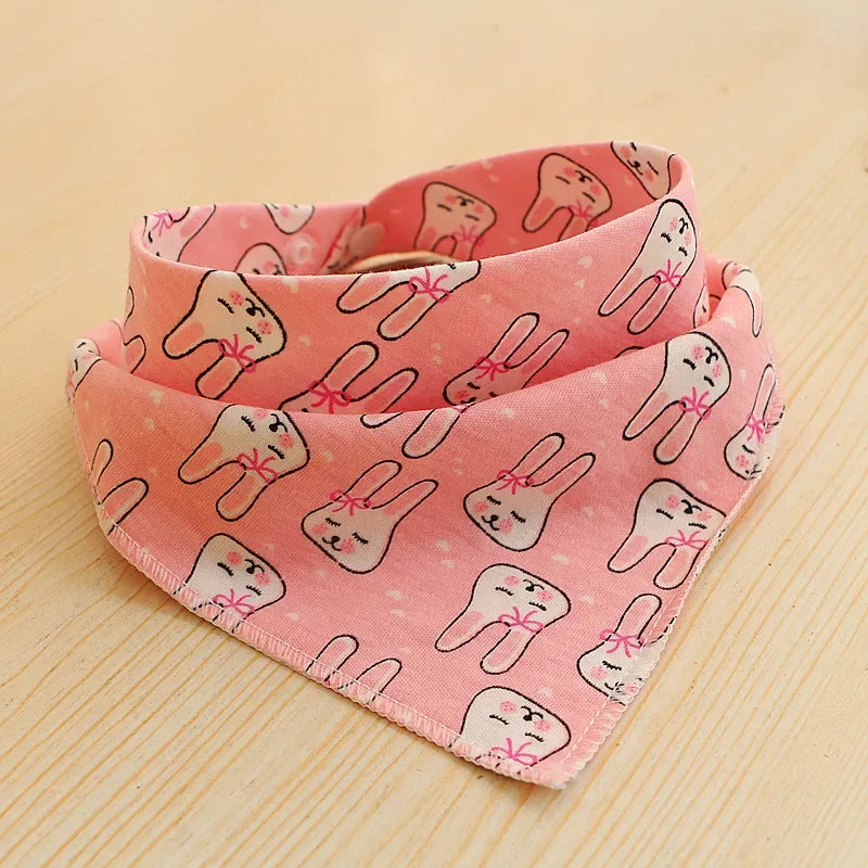 Cotton Triangle Bandana Bib - Cartoon Feeding Scarf for Boys & Girls