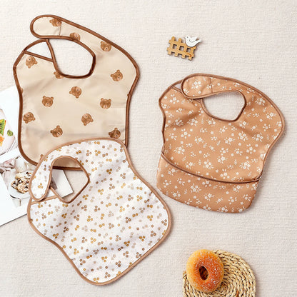 3-Piece Reusable Baby Bib Set - Animal Print Waterproof Feeding Bibs