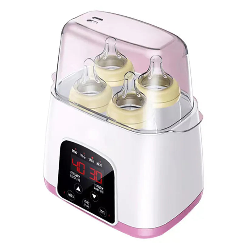Baby bottle warmer with digital display on a white background
