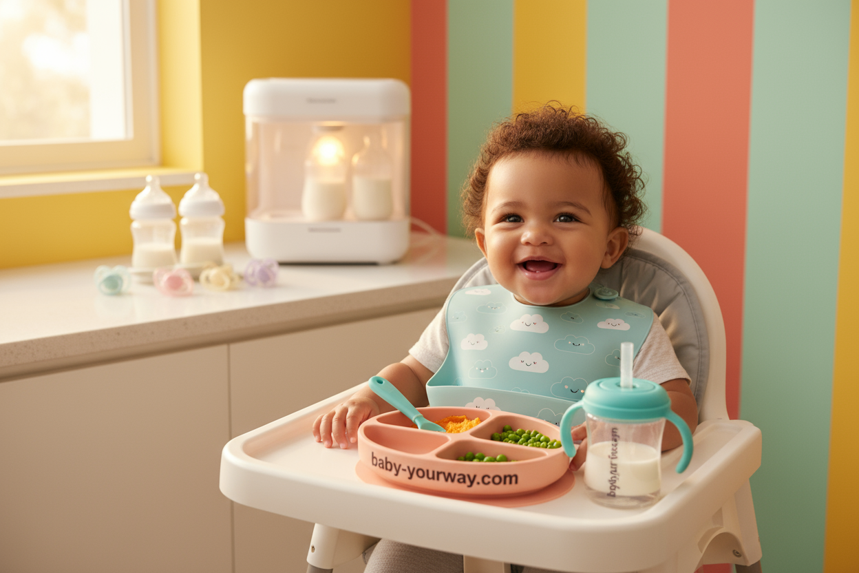 add spoon and fork,  glasse has to have a cover so baby can drink enhence the words on the glass